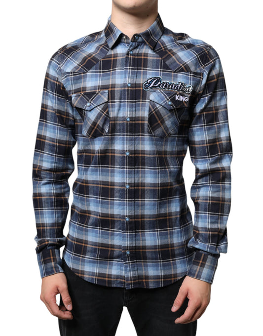 Dolce &amp; Gabbana Flerfarvet Ternet Paradiso Patch Slim Fit Skjorte