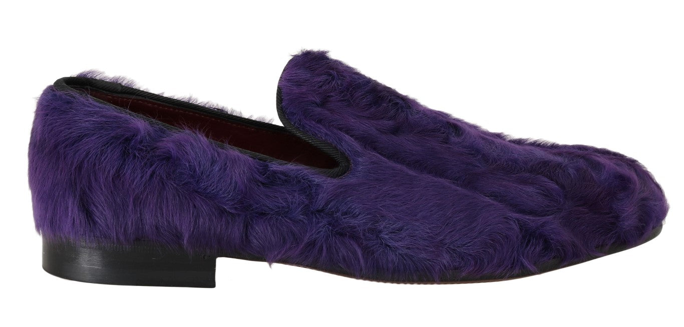 Dolce &amp; Gabbana Loafers i plys lilla fårepels