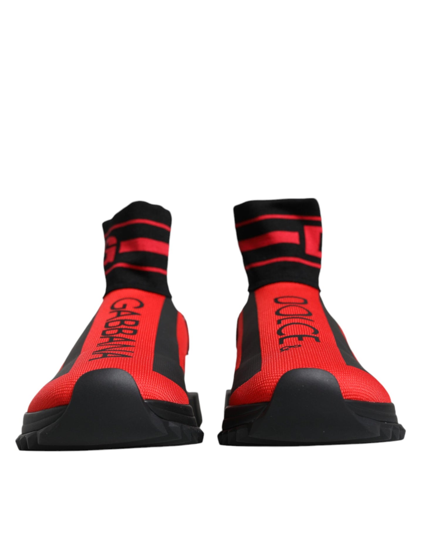 Dolce &amp; Gabbana Røde Sorte Stof High Top Sorrento Sneakers Sko