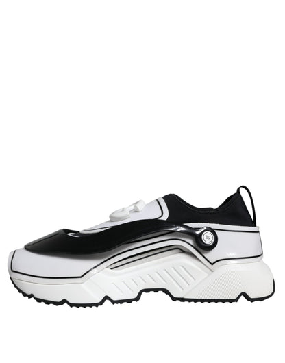 Dolce &amp; Gabbana Hvide Sorte Logo Plaque Daymaster Sneakers Sko