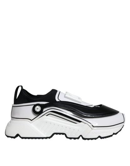Dolce &amp; Gabbana Hvide Sorte Logo Plaque Daymaster Sneakers Sko