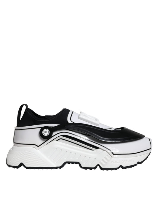 Dolce &amp; Gabbana Hvide Sorte Logo Plaque Daymaster Sneakers Sko