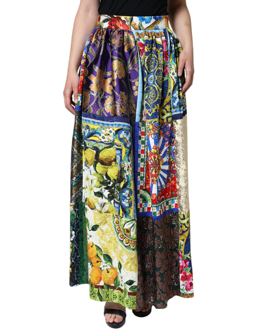 Dolce &amp; Gabbana Flerfarvet Patchwork Sicily Lang Maxinederdel