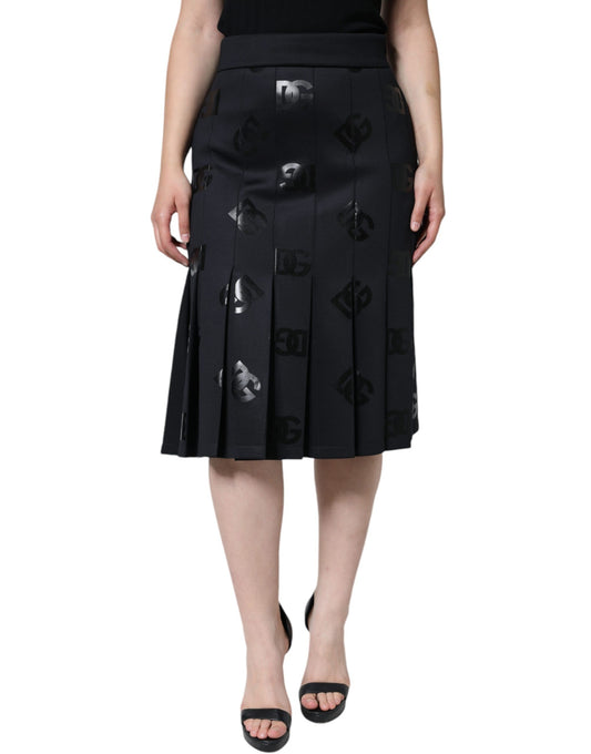 Dolce &amp; Gabbana Sort DG Monogram Plisseret Midi Nederdel
