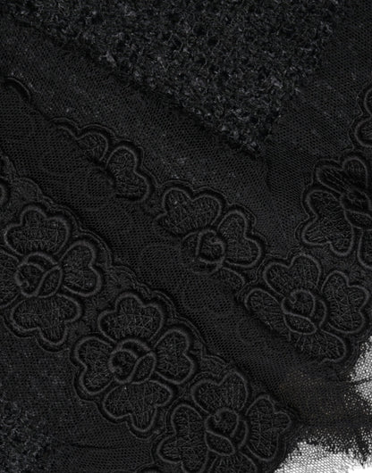Dolce &amp; Gabbana Sort Midi-nederdel i jomfruuld med blyantssnit