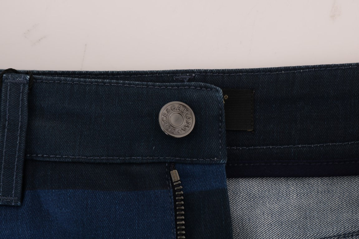 Dolce &amp; Gabbana Chic Blå Denim Mini Nederdel
