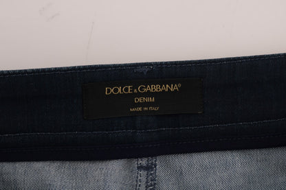 Dolce &amp; Gabbana Chic Blå Denim Mini Nederdel
