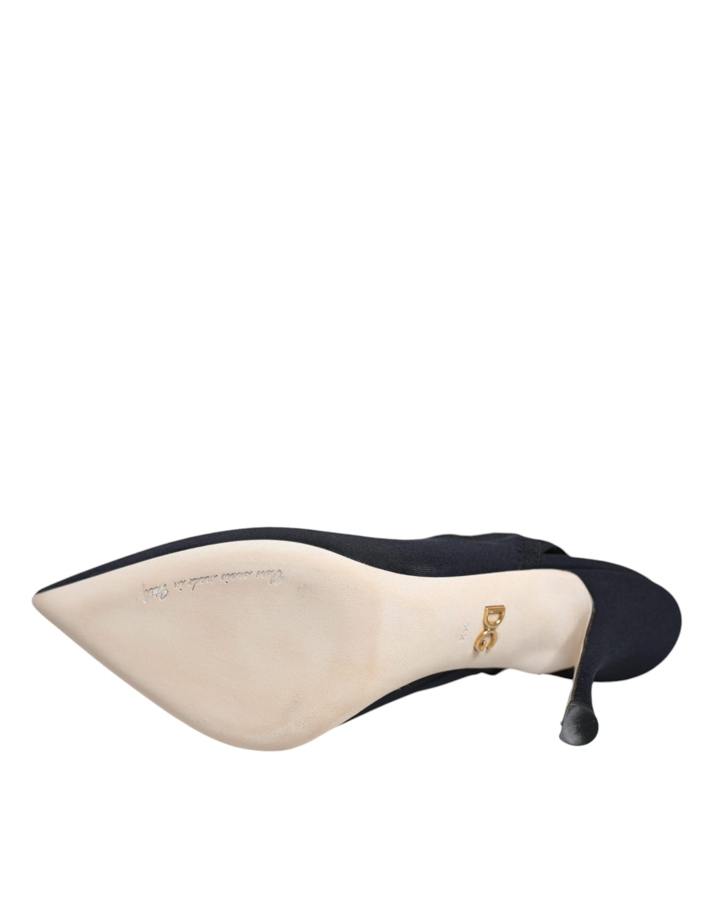 Dolce &amp; Gabbana Sorte Jersey Stretch Hæle Slingback Sko