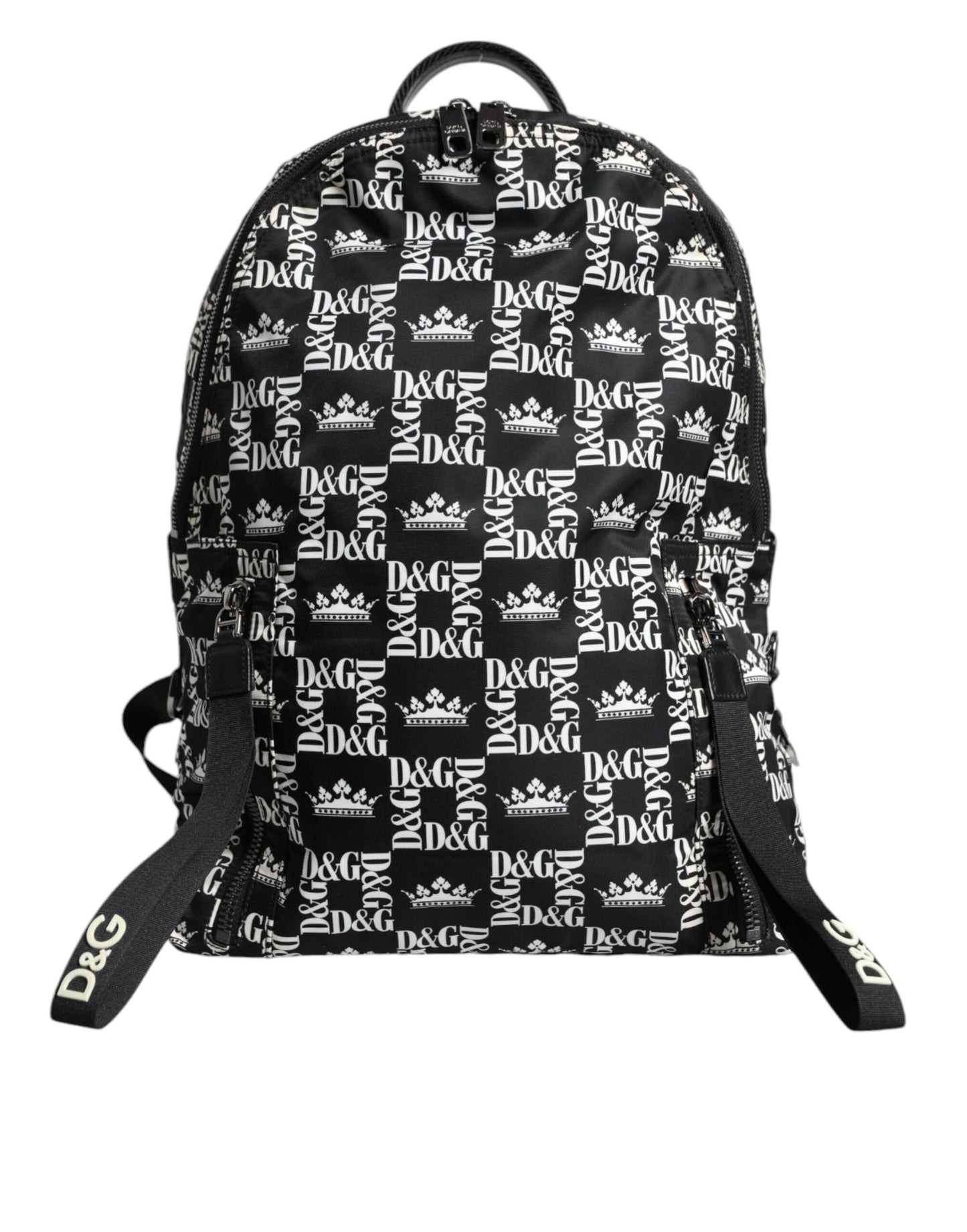 Dolce &amp; Gabbana, negru, alb, geantă rucsac din nailon DG Crown Logo