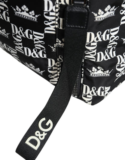 Dolce &amp; Gabbana, negru, alb, geantă rucsac din nailon DG Crown Logo