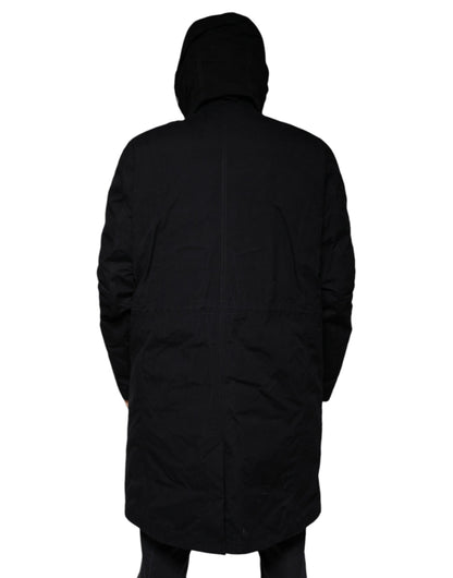 Dolce &amp; Gabbana sort hættetrøje parka i bomuld med trenchcoat