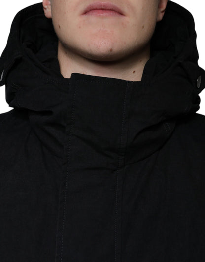 Dolce &amp; Gabbana sort hættetrøje parka i bomuld med trenchcoat