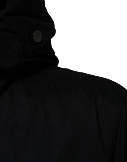 Dolce &amp; Gabbana sort hættetrøje parka i bomuld med trenchcoat