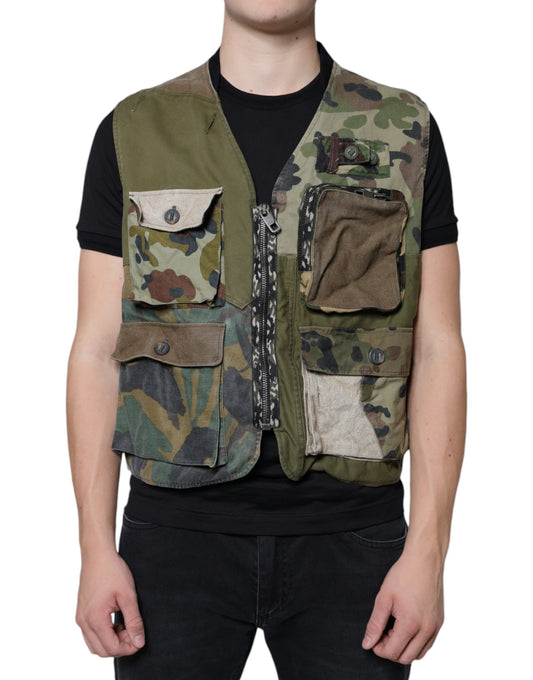 Dolce &amp; Gabbana Flerfarvet Patchwork Ærmeløs Vestjakke