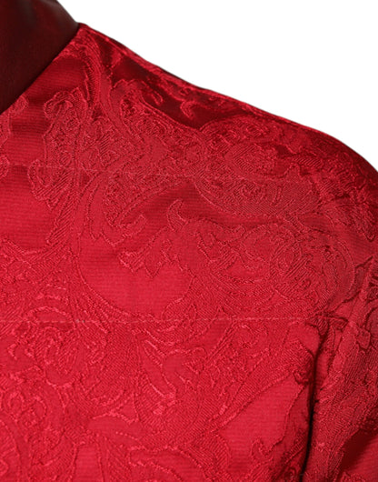 Dolce &amp; Gabbana Rød Quiltet Bomberjakke med Guldkronelogo