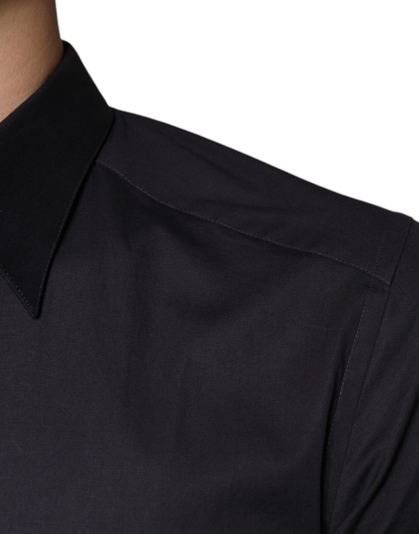 Dolce &amp; Gabbana Sort Bomulds Stretchkjole GYLDET Formel Skjorte