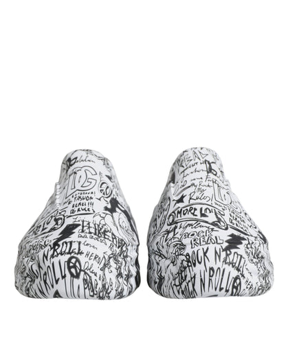 Dolce &amp; Gabbana Hvide Sorte Graffiti Daymaster Sneakers Sko