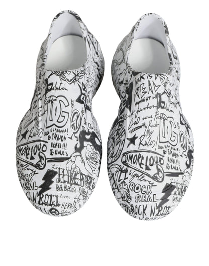 Dolce &amp; Gabbana Hvide Sorte Graffiti Daymaster Sneakers Sko