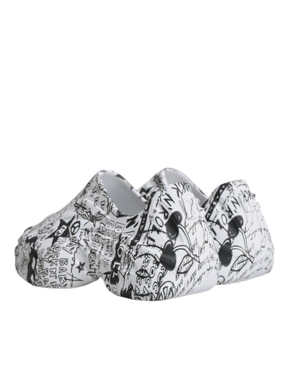 Dolce &amp; Gabbana Hvide Sorte Graffiti Daymaster Sneakers Sko