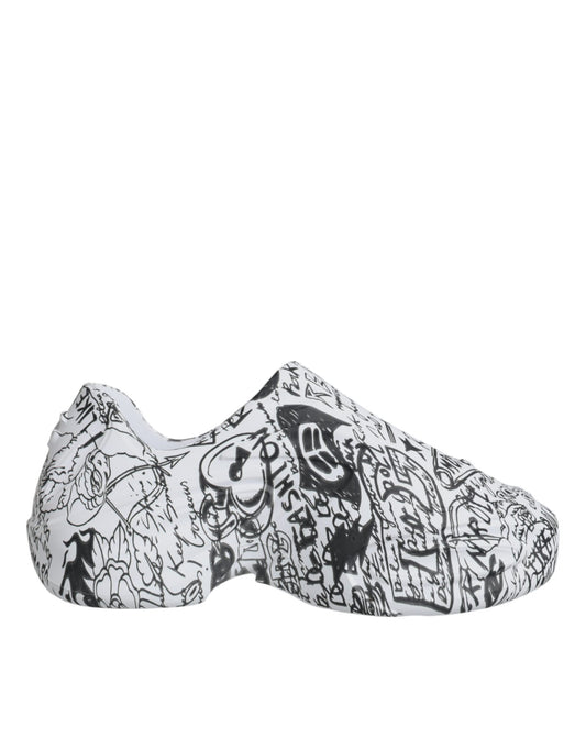 Dolce &amp; Gabbana Hvide Sorte Graffiti Daymaster Sneakers Sko