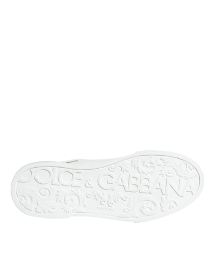 Dolce &amp; Gabbana Hvide Blå Læder Crown Milano Sneakers Sko