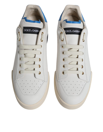 Dolce &amp; Gabbana Hvide Blå Perforerede Lave Sneakers Sko