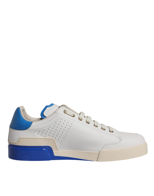 Dolce &amp; Gabbana Hvide Blå Perforerede Lave Sneakers Sko