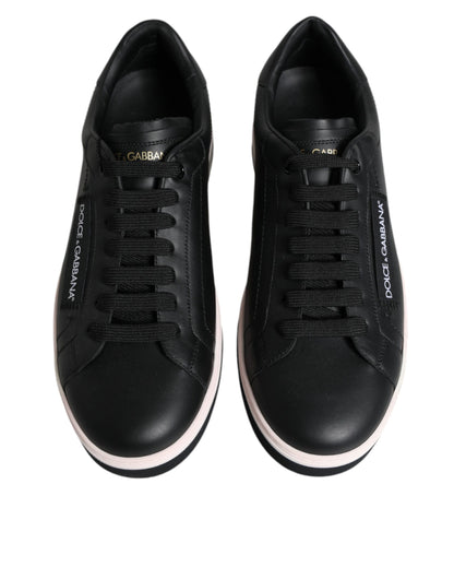 Dolce &amp; Gabbana Sorte Læder Low Top Herre Sneakers Sko