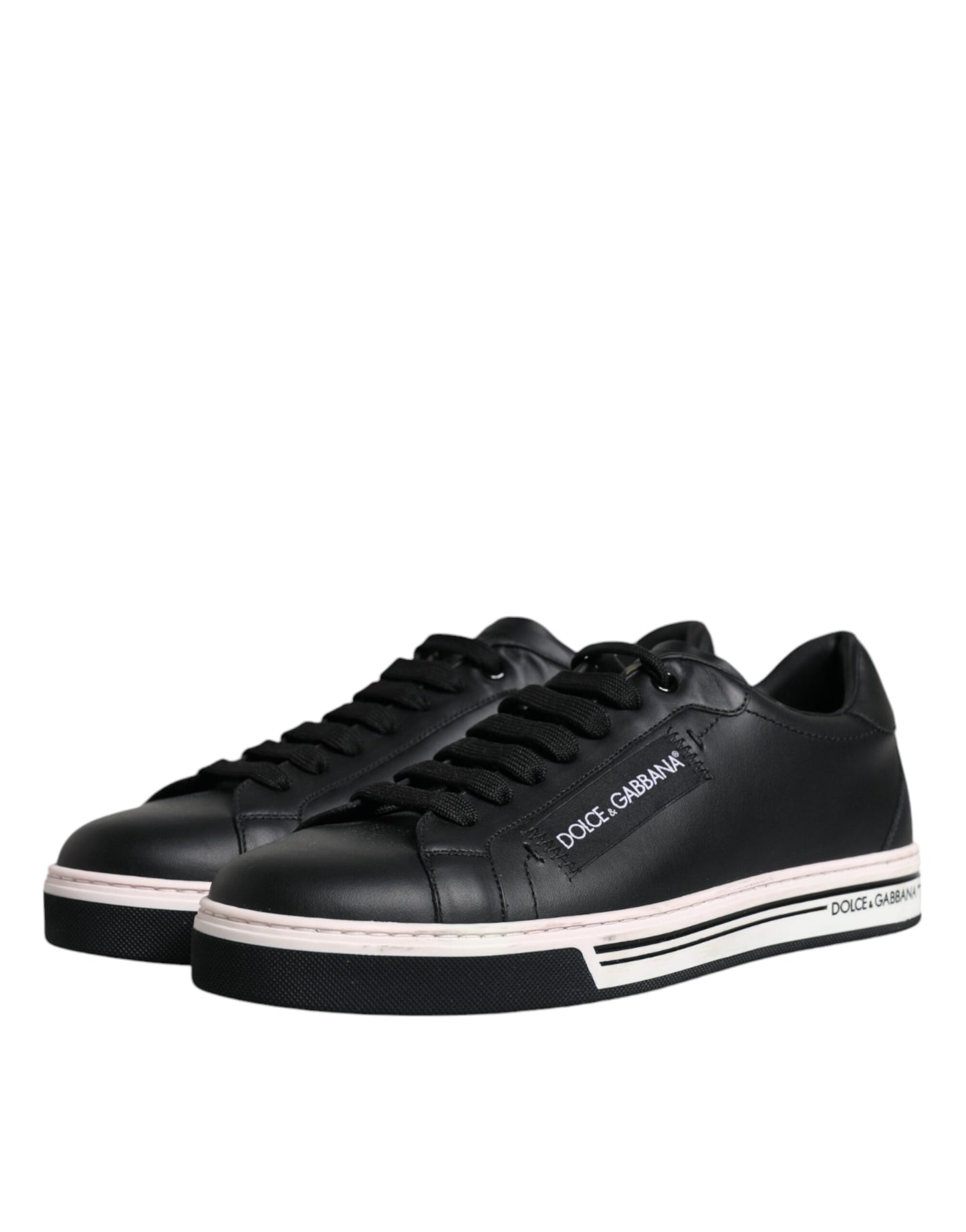 Dolce &amp; Gabbana Sorte Læder Low Top Herre Sneakers Sko
