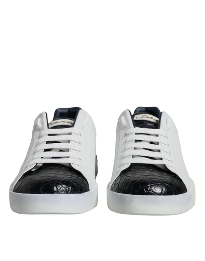 Dolce &amp; Gabbana Hvide Læderlogo Portofino Sneakersko