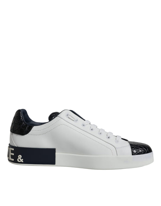 Dolce &amp; Gabbana Hvide Læderlogo Portofino Sneakersko