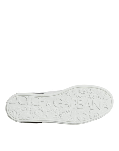 Dolce &amp; Gabbana Hvide Læderlogo Portofino Sneakersko