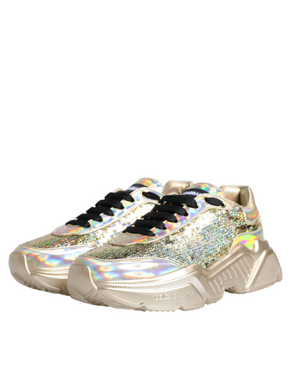Dolce &amp; Gabbana Guld Pailletter Iriserende Daymaster Sneakers Sko