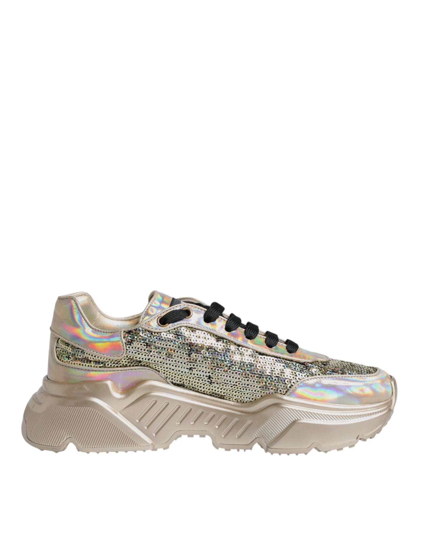 Dolce &amp; Gabbana Guld Pailletter Iriserende Daymaster Sneakers Sko