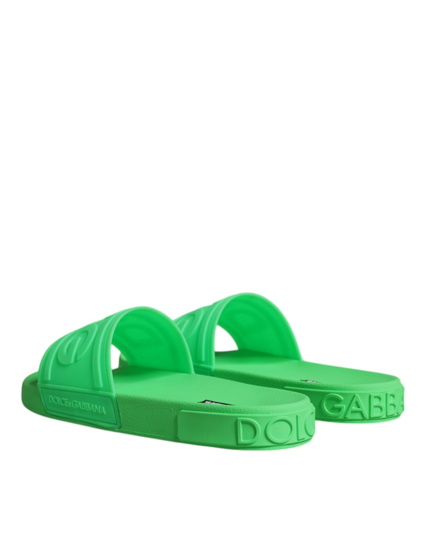 Dolce &amp; Gabbana Grønne Læder Slides Sandaler Beachwear Sko