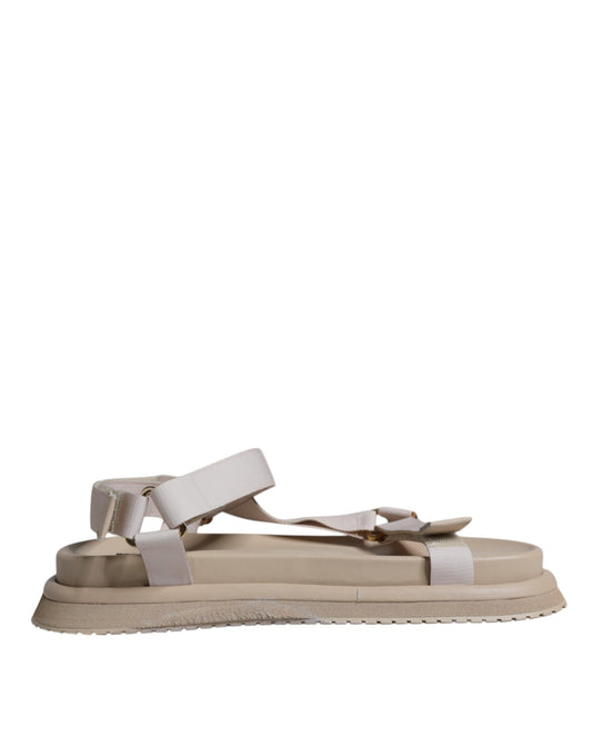 Dolce &amp; Gabbana Beige Nappa Devotion Strap Mænd Sandaler Sko