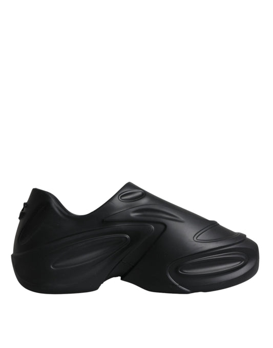 Dolce &amp; Gabbana Sorte Folieret Gummi Legetøj Lave Sneakers Sko
