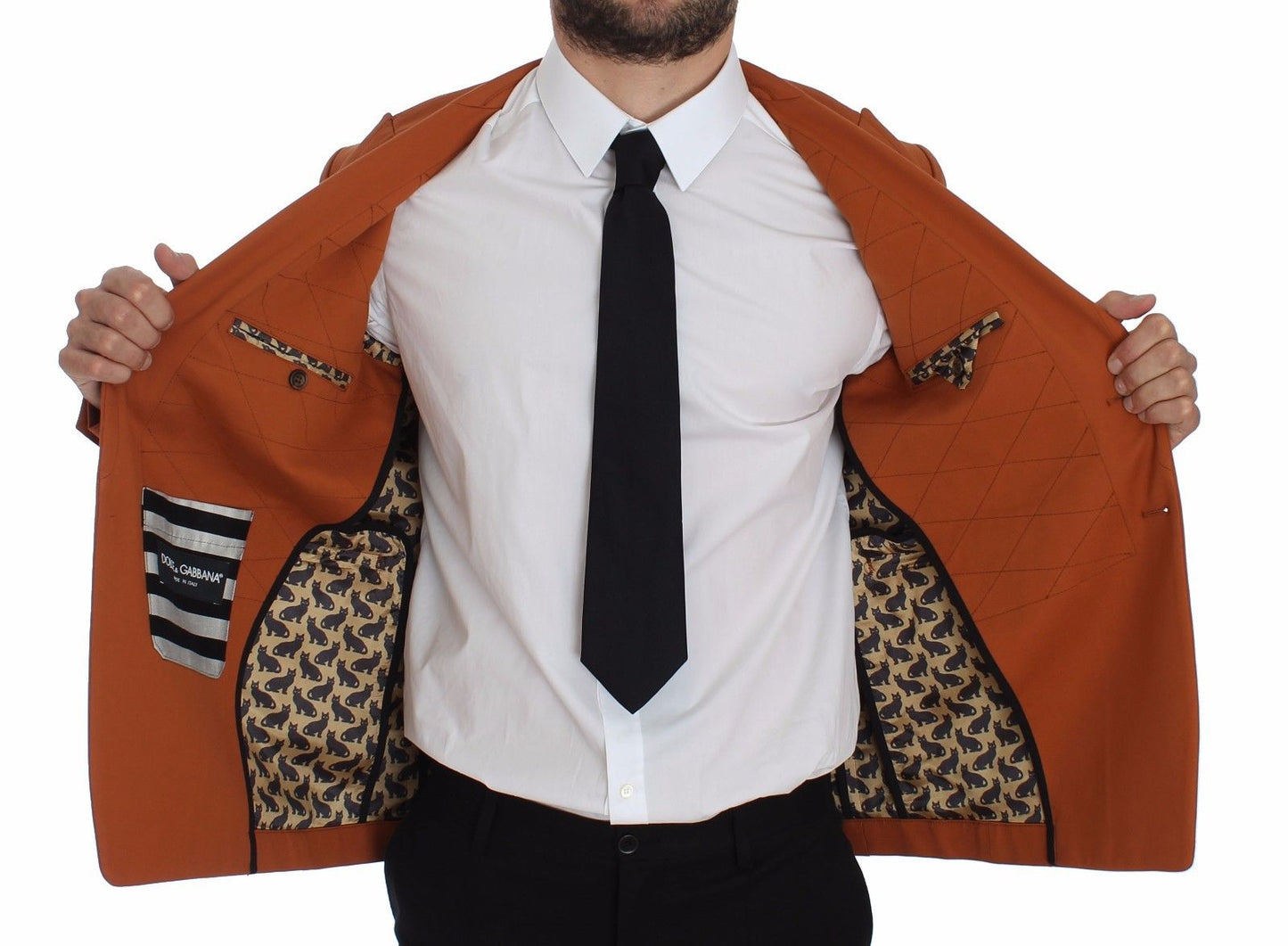 Dolce &amp; Gabbana Elegant Orange Casual Blazer i bomuldsblanding