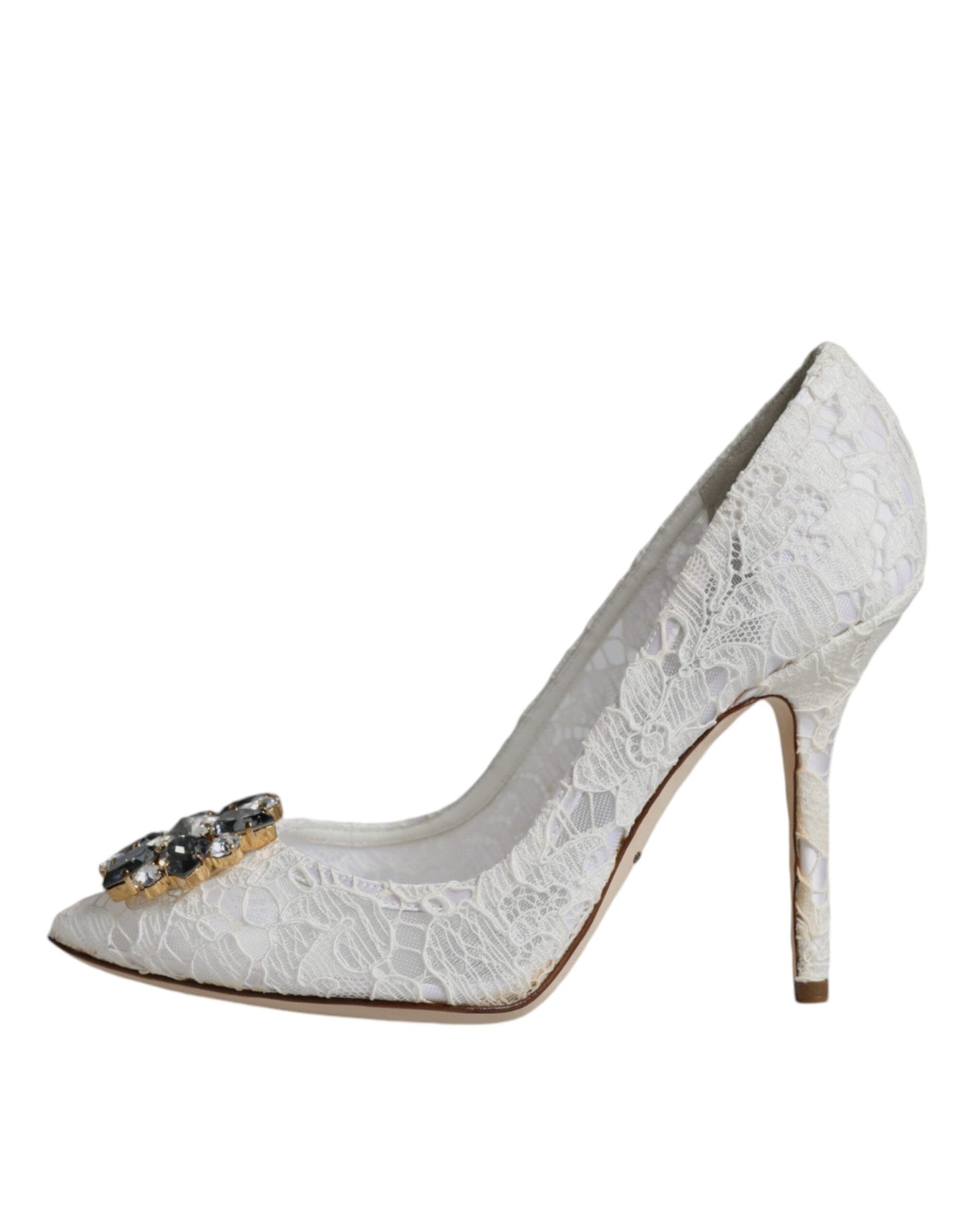 Dolce &amp; Gabbana Hvide Taormina Pumps med Blonde og Krystalhæl