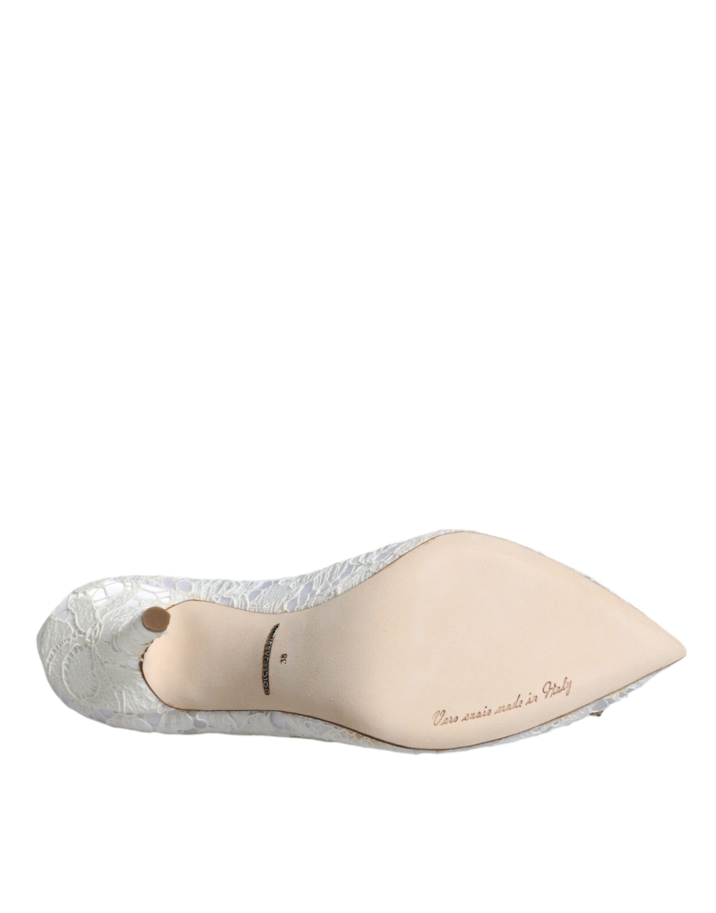 Dolce &amp; Gabbana Hvide Taormina Pumps med Blonde og Krystalhæl
