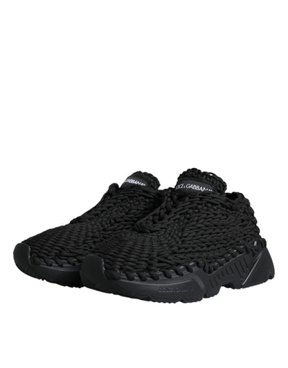 Dolce &amp; Gabbana Sorte Strikkede Daymaster Sneakers Sko