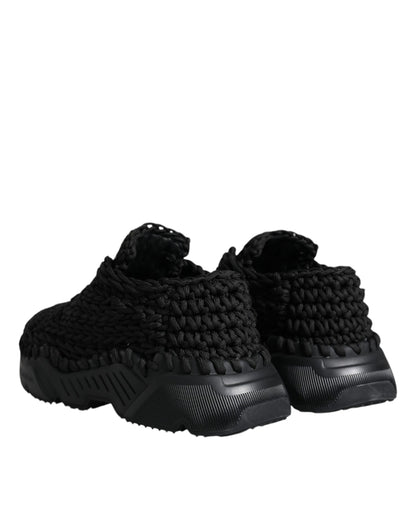 Dolce &amp; Gabbana Sorte Strikkede Daymaster Sneakers Sko