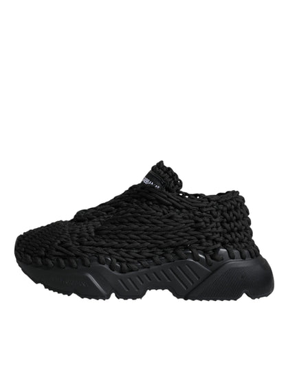 Dolce &amp; Gabbana Sorte Strikkede Daymaster Sneakers Sko