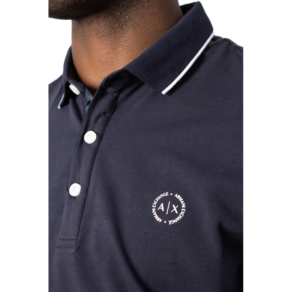 Armani Exchange blå bomuld poloshirt