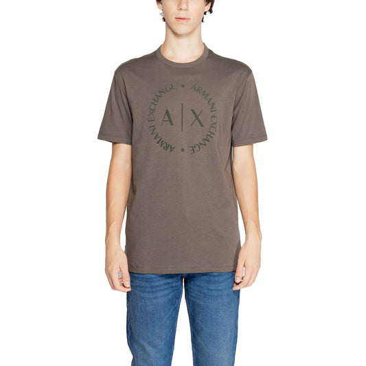 Armani Exchange T-shirt i brun bomuld