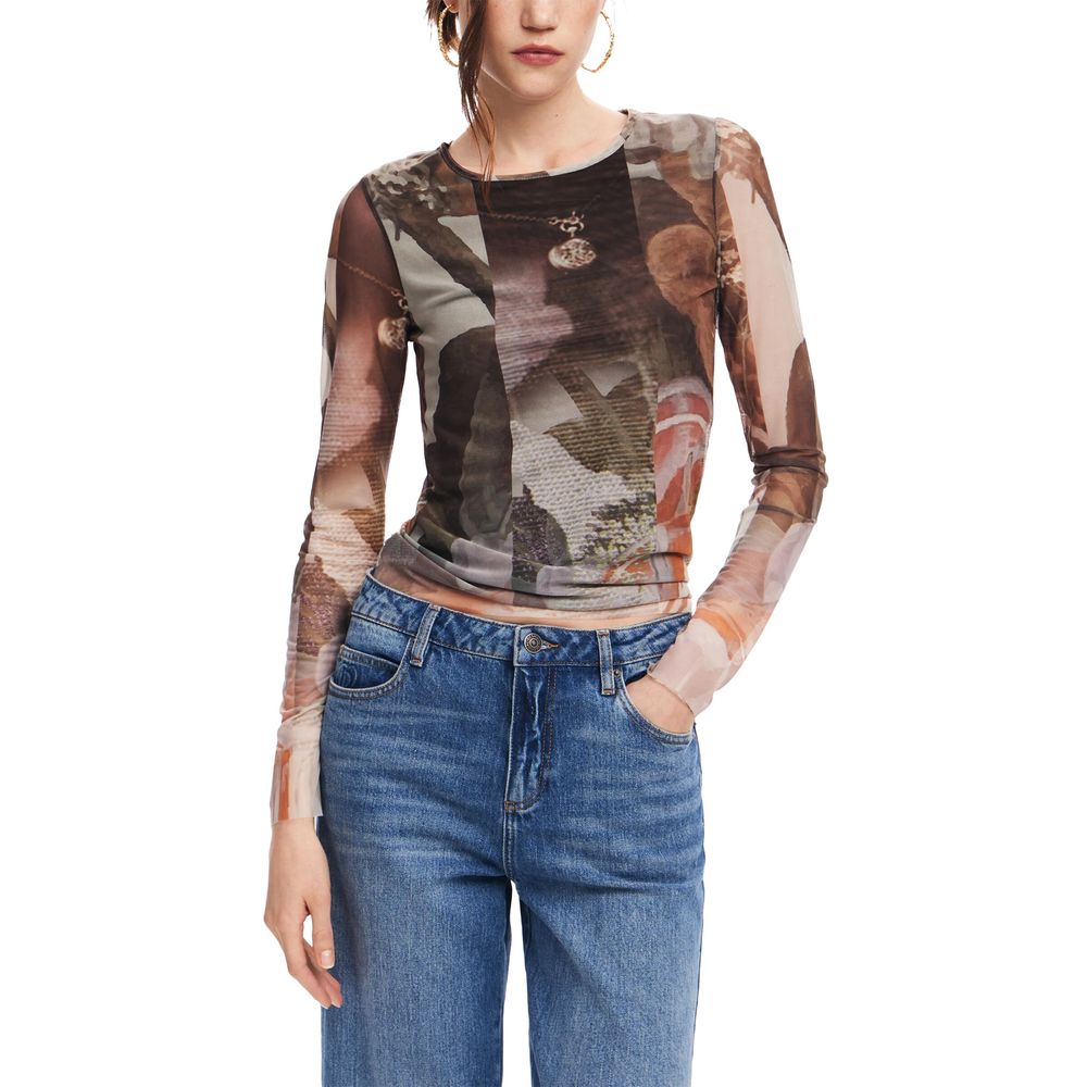 Desigual brune polyestertoppe og T-shirt