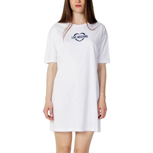 Love Moschino Hvid Bomuldskjole