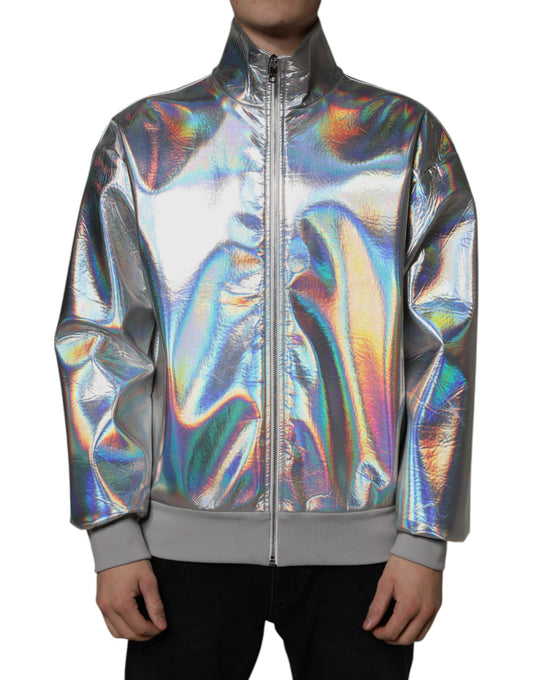 Dolce &amp; Gabbana Sølvfarvet Iridescent Full Zip Herre Bomberjakke