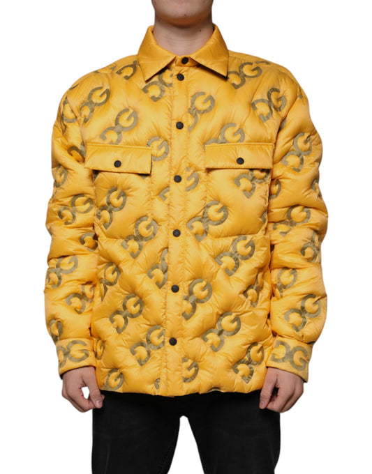 Dolce &amp; Gabbana Gul Logo Polstret Blouson Jakke med Knapper