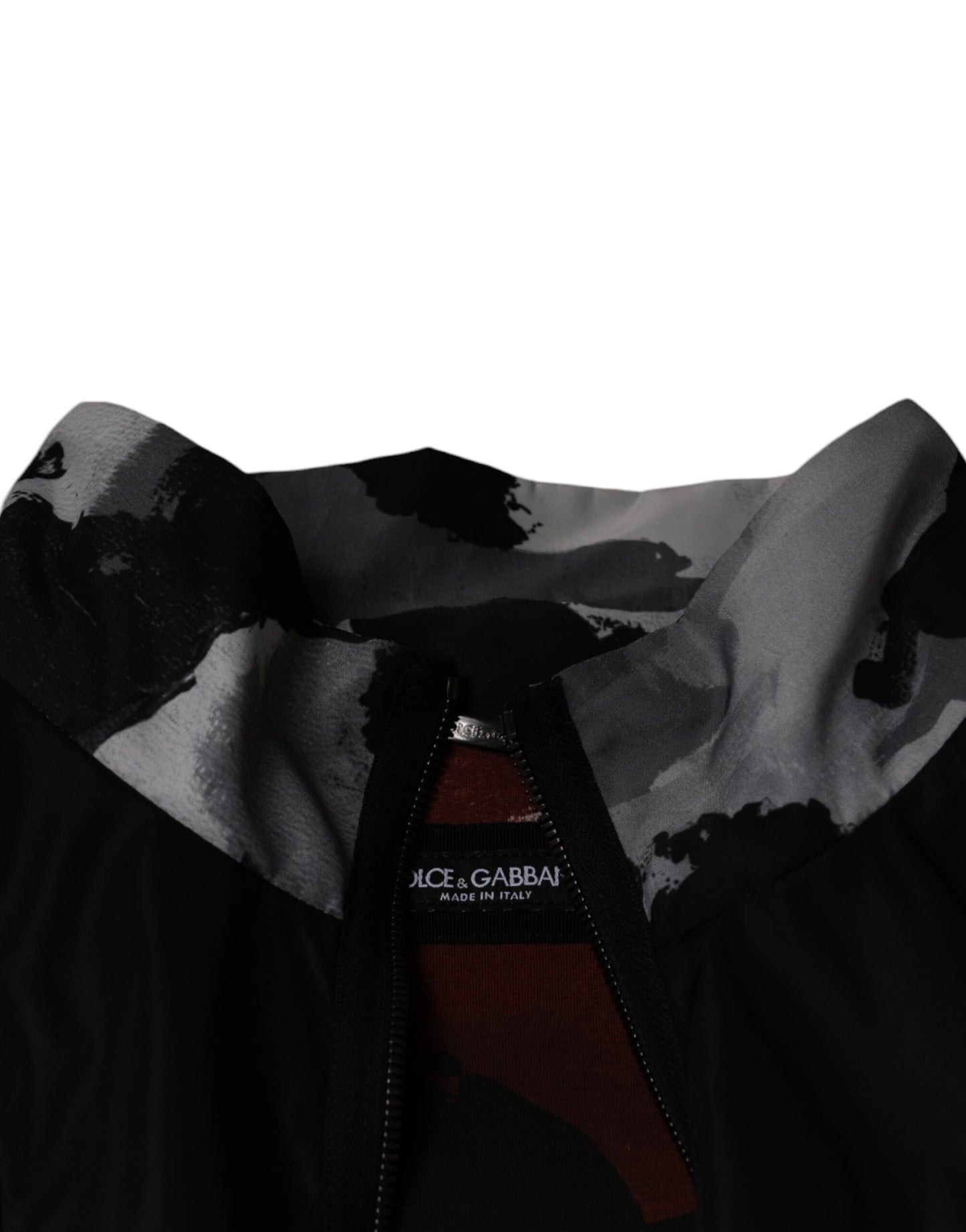 Dolce &amp; Gabbana Sort Nylon Full Zip Herre Bomberjakke